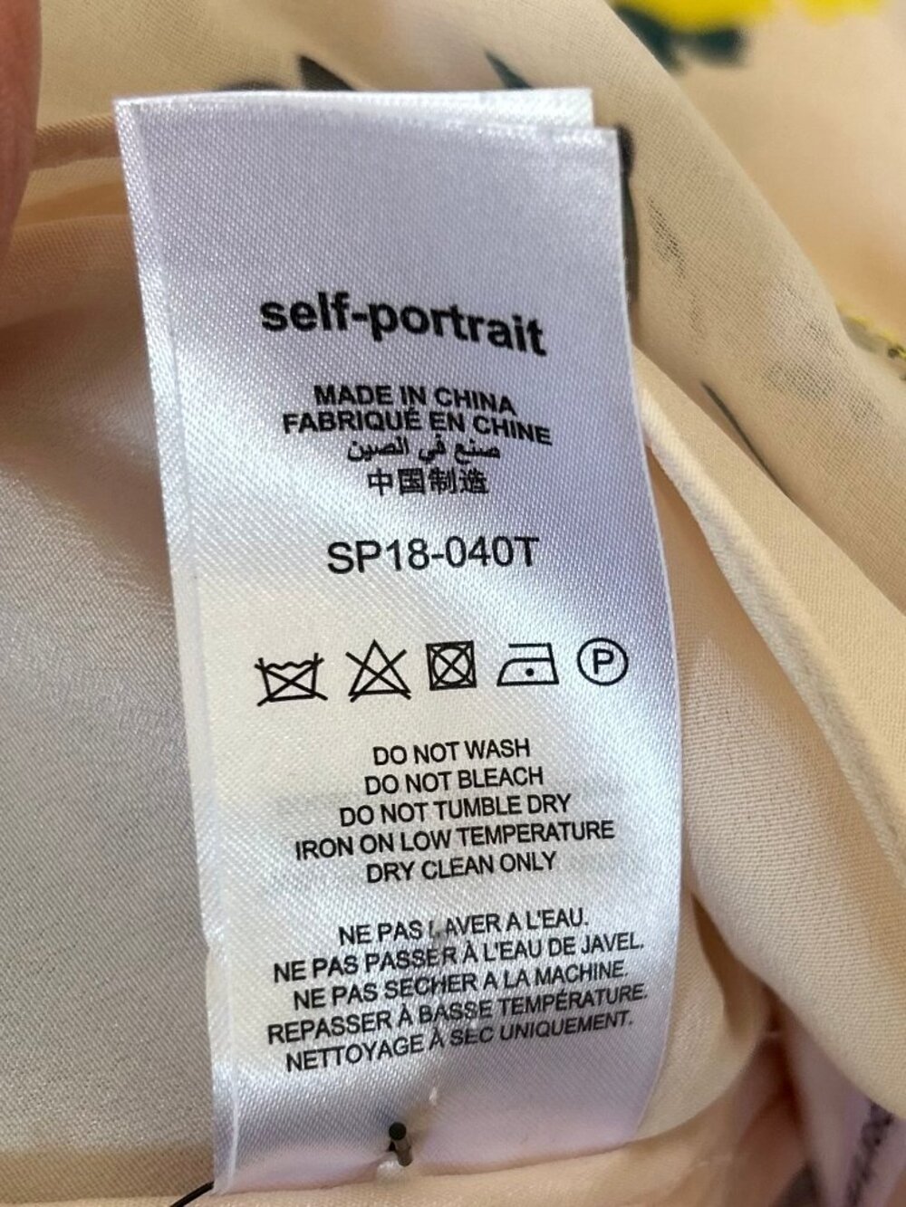Self-Portrait Chiffon Split Front & Back Peplum Light Apricot Floral Blouse Sz 2 - Picture 11 of 13